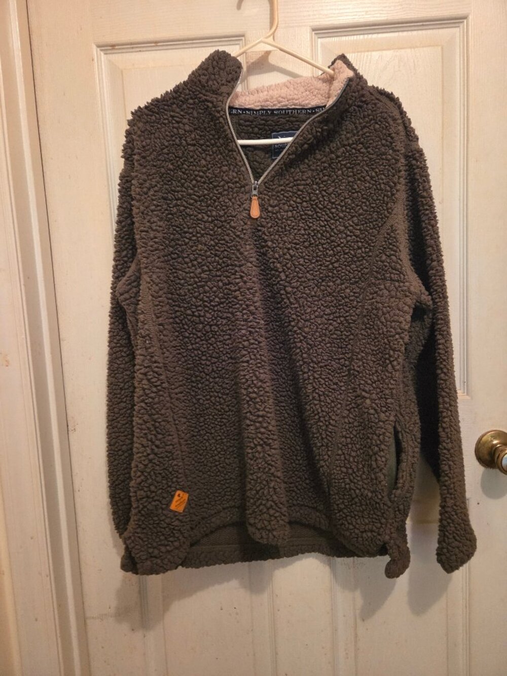 Simply Southern Dark Green Sherpa Fuzzy Quarter Zip Pullover Sweater  sIZE XL